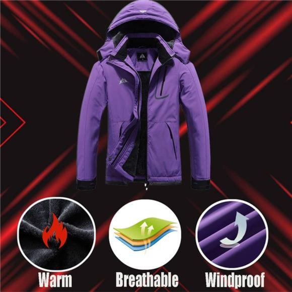 Women's Plus Size Warm Winter Coat Hooded Waterproof Ski Jacket Mountain - Picture 1 of 7